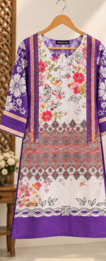 Purple Floral Printed Lawn 3 Piece - Image 6