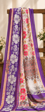 Purple Floral Printed Lawn 3 Piece - Image 4