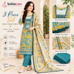 Teal & Mustard Ethnic Printed 3-Piece Salwar Kameez - Image 6