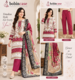 Magenta Bloom Floral Printed 3-Piece Salwar Kameez - Image 2
