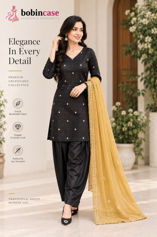 Black & Mustard Elegant 3 Piece Salwar Kameez