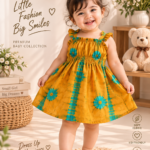 Mustard Floral Printed Baby Girl Dress