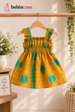 Mustard Floral Printed Baby Girl Dress - BobinCase